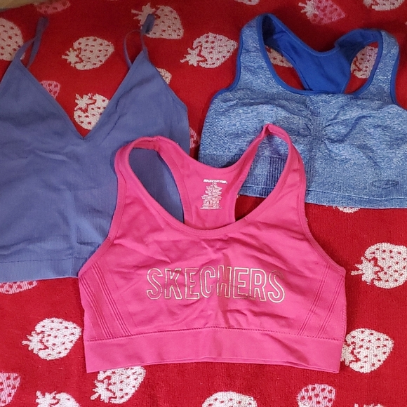 Skechers Pink Sports Bra with Two Additional Bras - Picture 1 of 4